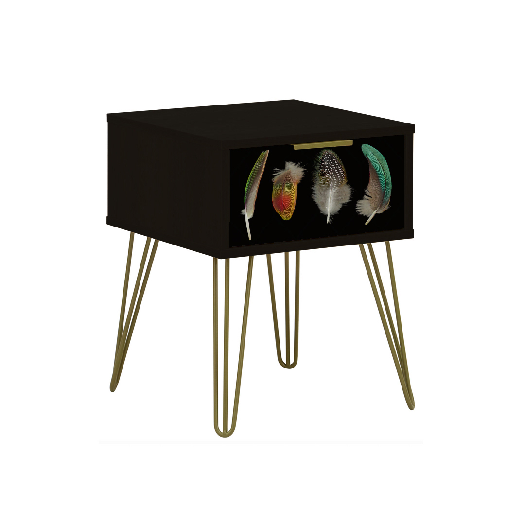 BIRD FEATHERS Lamp Side Table With Draw