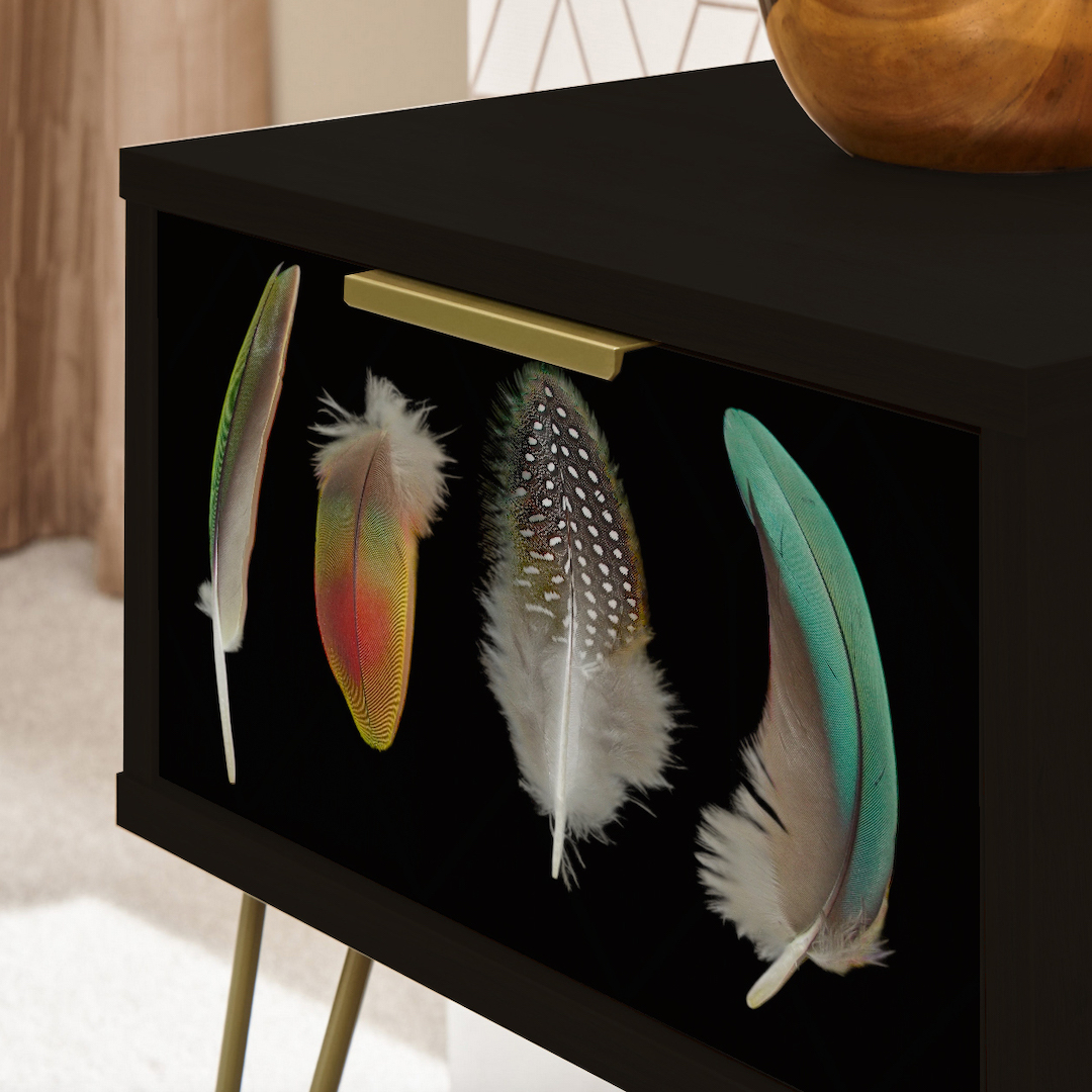BIRD FEATHERS Lamp Side Table With Draw - Image 4