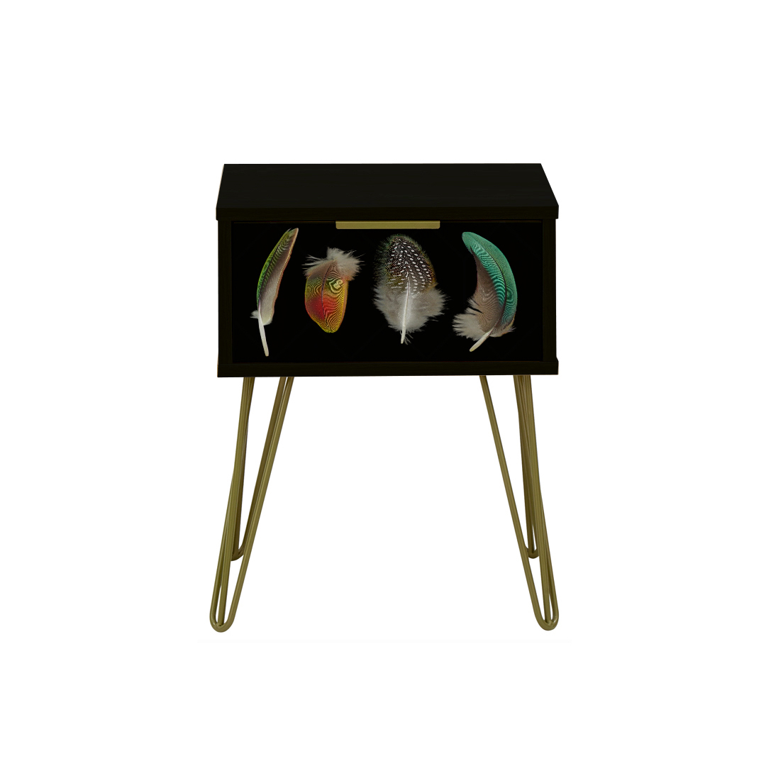 BIRD FEATHERS Lamp Side Table With Draw - Image 3