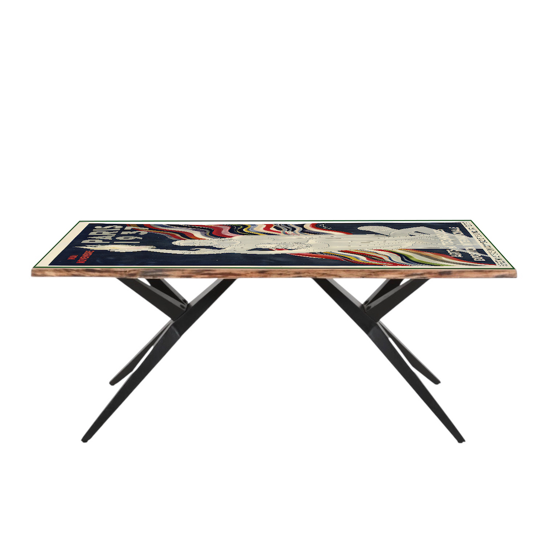 PARIS 1937 Live Edge Acacia Wood Air loft Leg Dining Table - Image 3