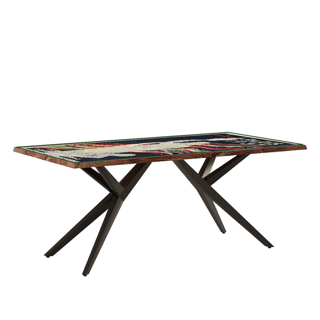 PARIS 1937 Live Edge Acacia Wood Air loft Leg Dining Table