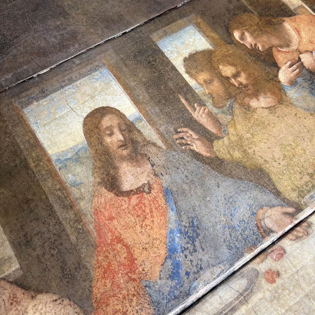 THE LAST SUPPER Long Wood Beam Glass Top Coffee Table - Image 7