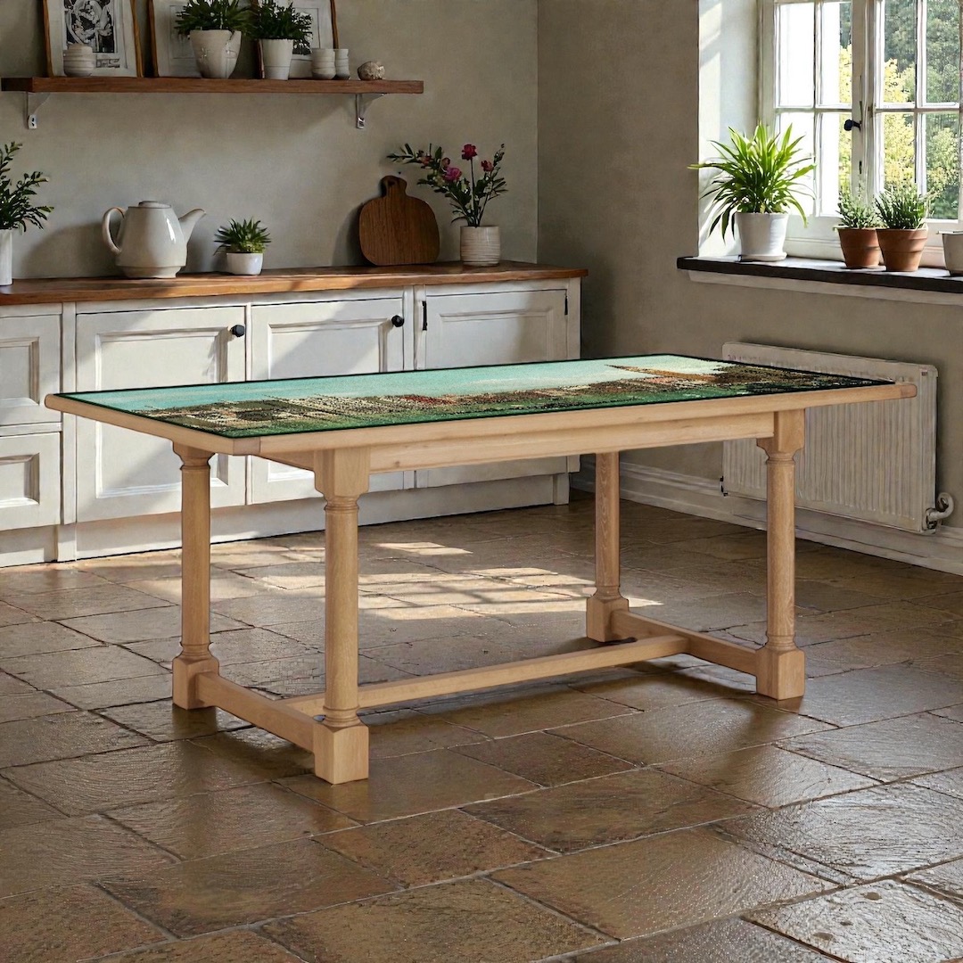 THE GRAND CANAL Traditional Rectangle Column Frame Dining Table - Image 4
