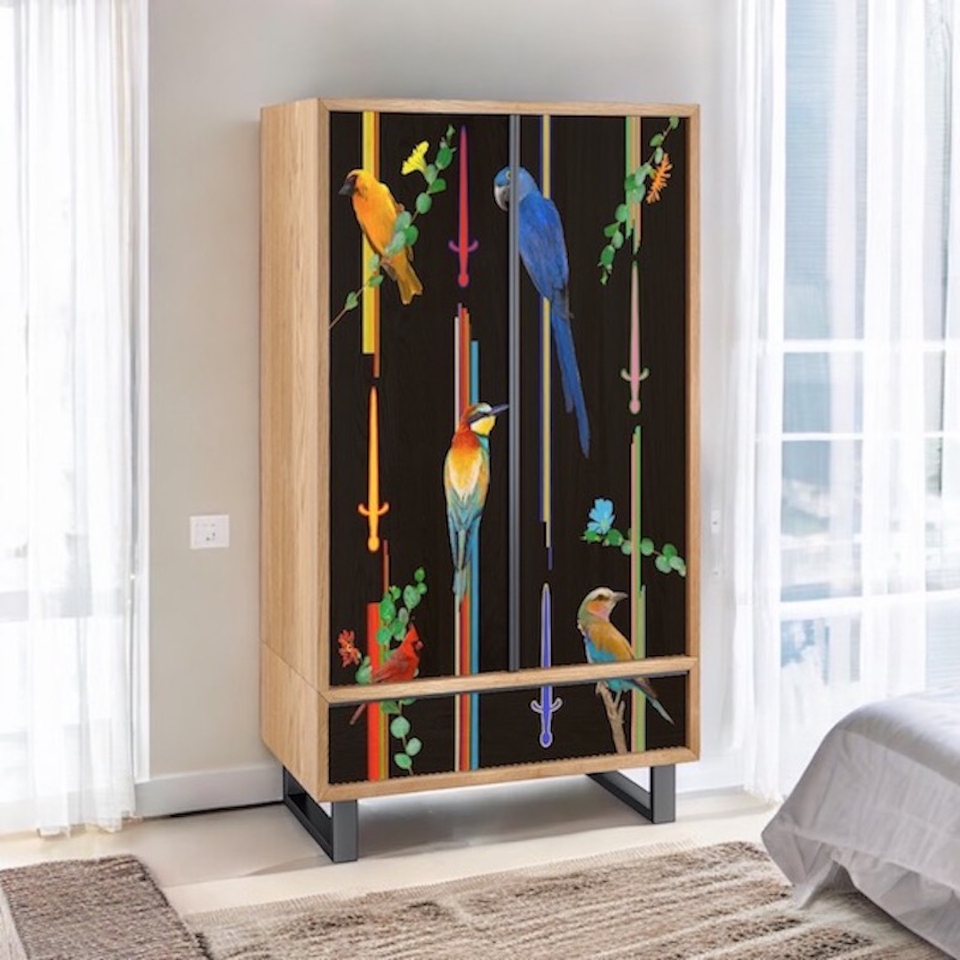 UCCELLI PAINT DRIP Solid Oak 2 Door Double Wardrobe - Image 6