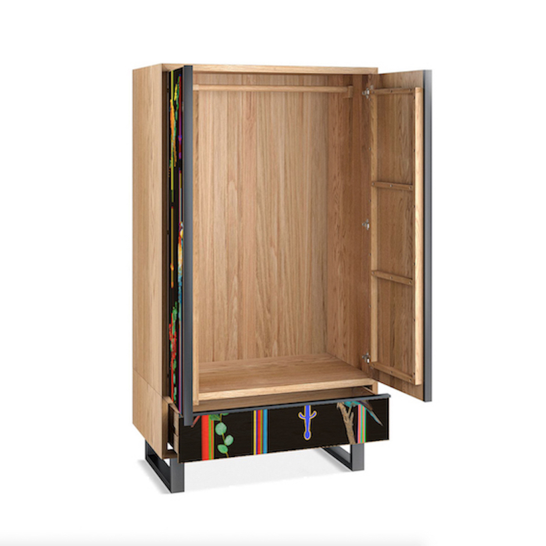 UCCELLI PAINT DRIP Solid Oak 2 Door Double Wardrobe - Image 2