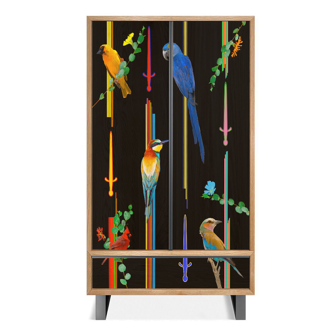 UCCELLI PAINT DRIP Solid Oak 2 Door Double Wardrobe