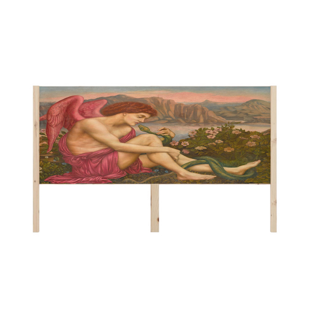 THE ANGEL WITH THE SERPENT Double Wooden Headboard